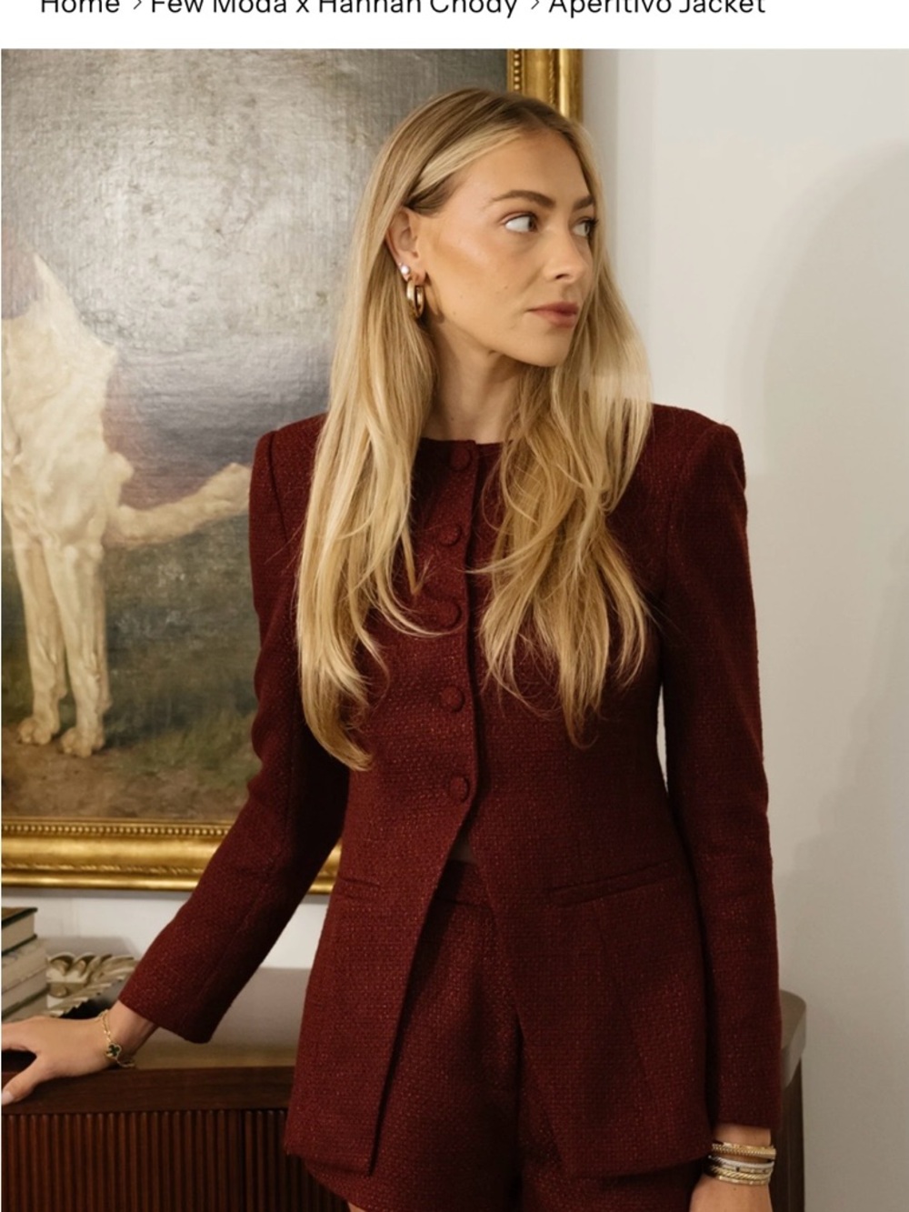 Few Moda x Hannah Chody Burgandy Tweed Tailored Jacket